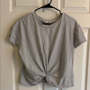 Lush Black and White Striped Twist-Front Crop Top